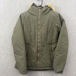 Mountain Hardware Jacket Women Green Potrero Insulated Quilted Faux Fur Trim